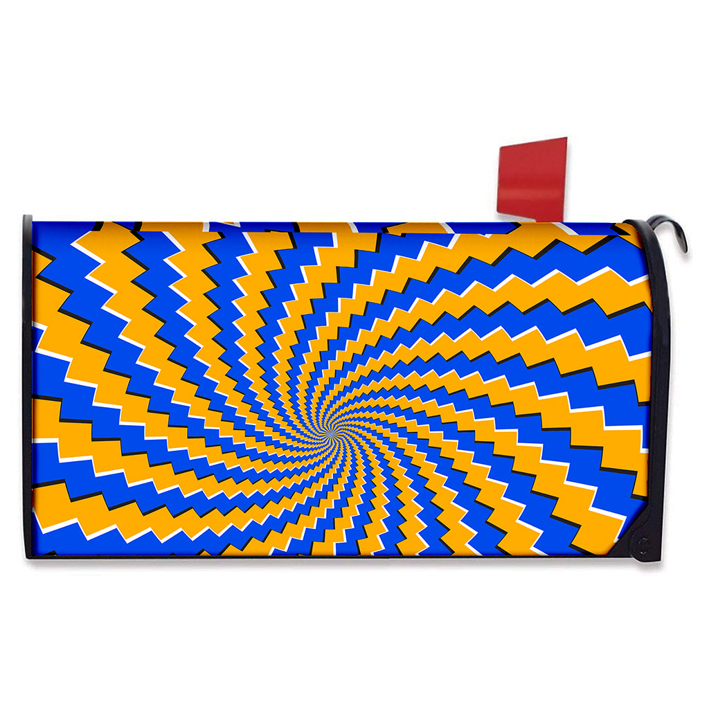 Yellow Spiral Moving Optical Illusion Mailbox Cover