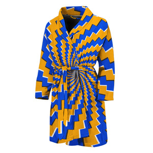 Yellow Spiral Moving Optical Illusion Men's Bathrobe