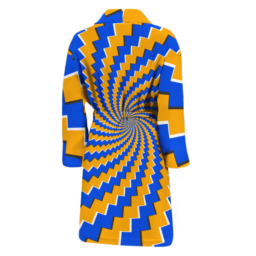 Yellow Spiral Moving Optical Illusion Men's Bathrobe