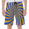 Yellow Spiral Moving Optical Illusion Men's Beach Shorts