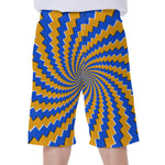 Yellow Spiral Moving Optical Illusion Men's Beach Shorts