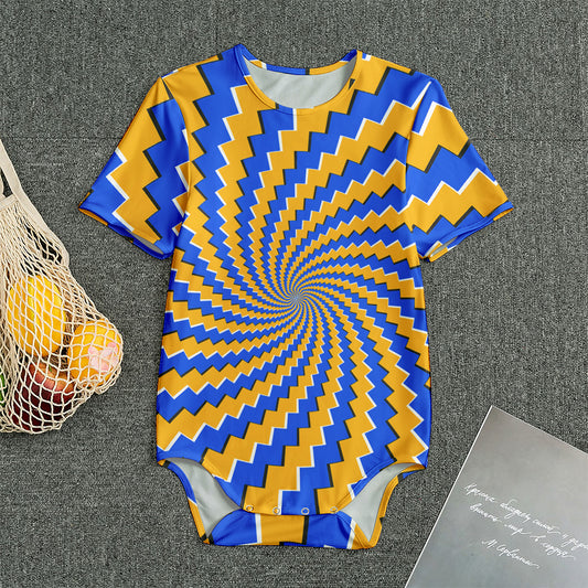 Yellow Spiral Moving Optical Illusion Men's Bodysuit