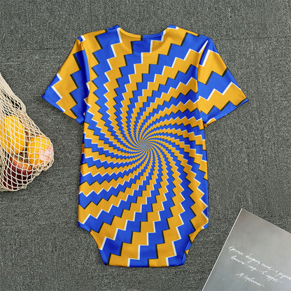 Yellow Spiral Moving Optical Illusion Men's Bodysuit