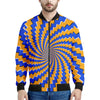 Yellow Spiral Moving Optical Illusion Men's Bomber Jacket