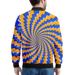 Yellow Spiral Moving Optical Illusion Men's Bomber Jacket