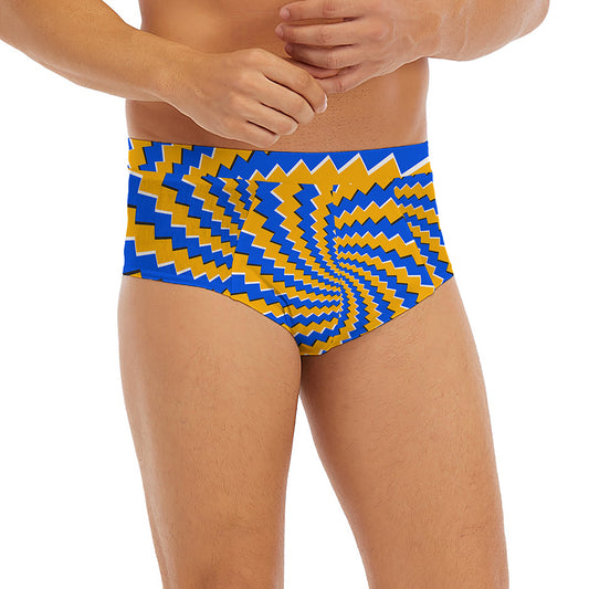 Yellow Spiral Moving Optical Illusion Men's Briefs