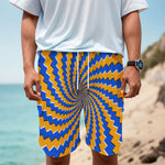 Yellow Spiral Moving Optical Illusion Men's Cargo Shorts