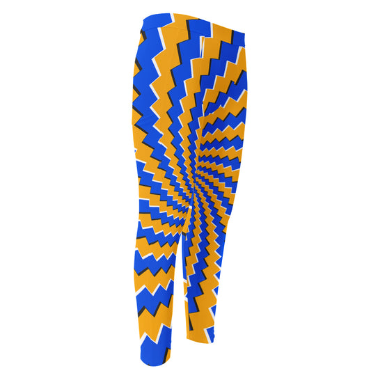 Yellow Spiral Moving Optical Illusion Men's Compression Pants