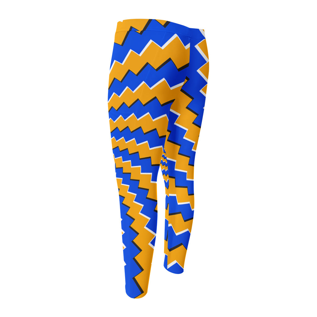 Yellow Spiral Moving Optical Illusion Men's Compression Pants