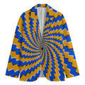 Yellow Spiral Moving Optical Illusion Men's Cotton Blazer
