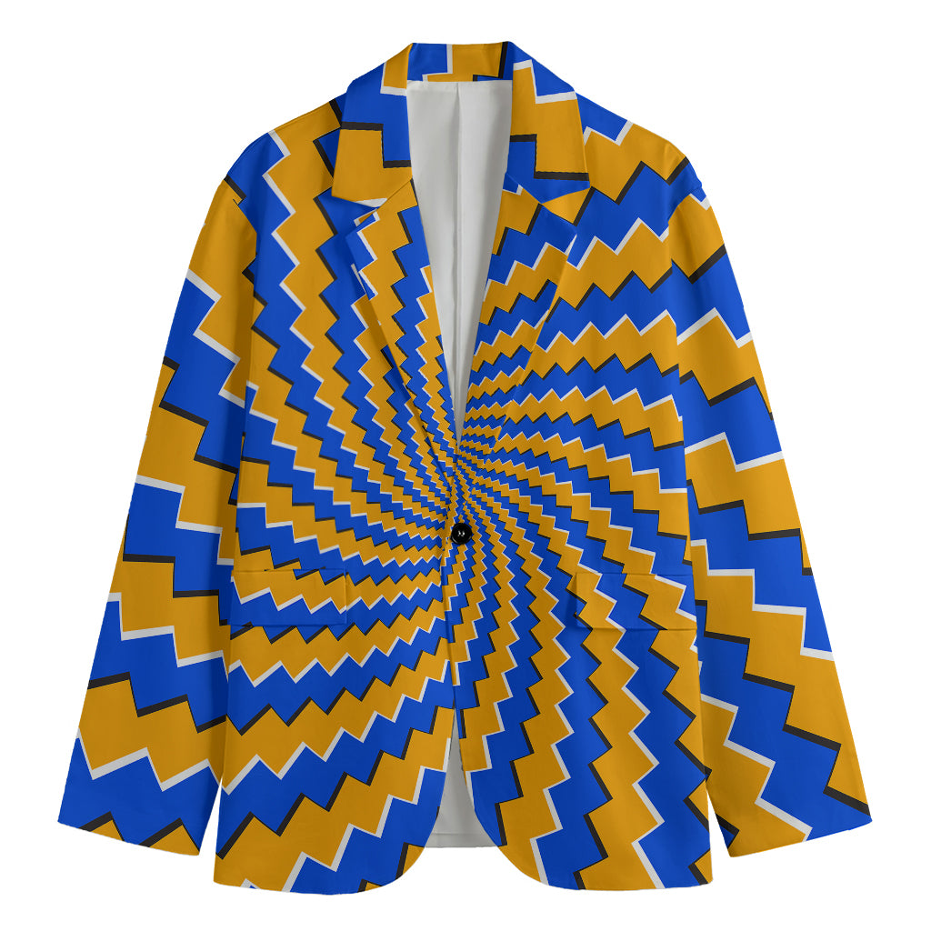 Yellow Spiral Moving Optical Illusion Men's Cotton Blazer
