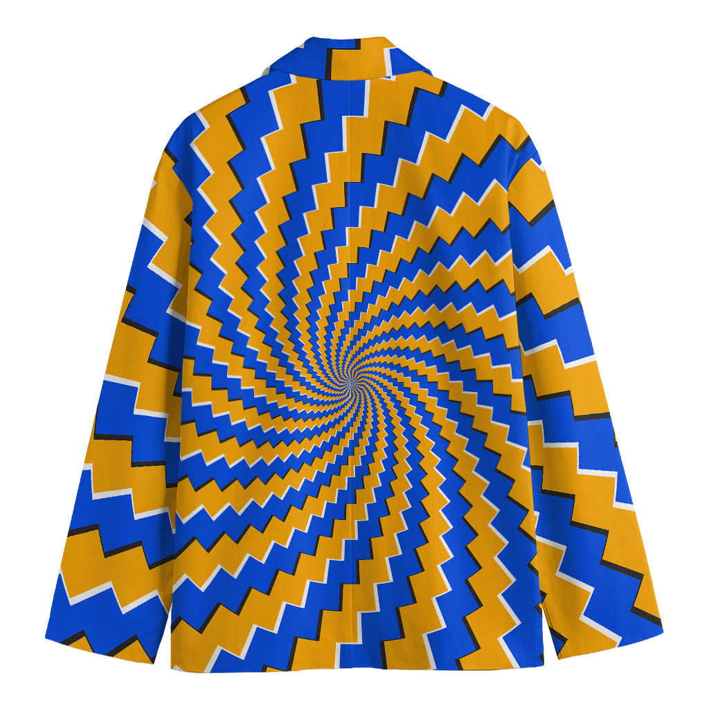 Yellow Spiral Moving Optical Illusion Men's Cotton Blazer
