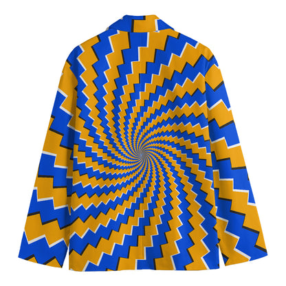 Yellow Spiral Moving Optical Illusion Men's Cotton Blazer