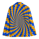 Yellow Spiral Moving Optical Illusion Men's Cotton Blazer