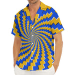 Yellow Spiral Moving Optical Illusion Men's Deep V-Neck Shirt