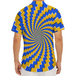 Yellow Spiral Moving Optical Illusion Men's Deep V-Neck Shirt