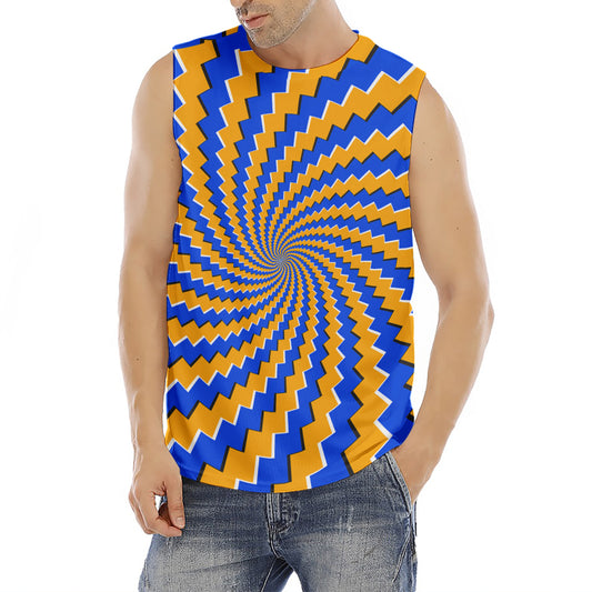 Yellow Spiral Moving Optical Illusion Men's Fitness Tank Top