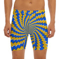 Yellow Spiral Moving Optical Illusion Men's Long Boxer Briefs