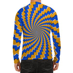 Yellow Spiral Moving Optical Illusion Men's Long Sleeve Rash Guard