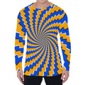 Yellow Spiral Moving Optical Illusion Men's Long Sleeve T-Shirt