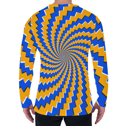 Yellow Spiral Moving Optical Illusion Men's Long Sleeve T-Shirt