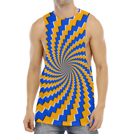 Yellow Spiral Moving Optical Illusion Men's Muscle Tank Top