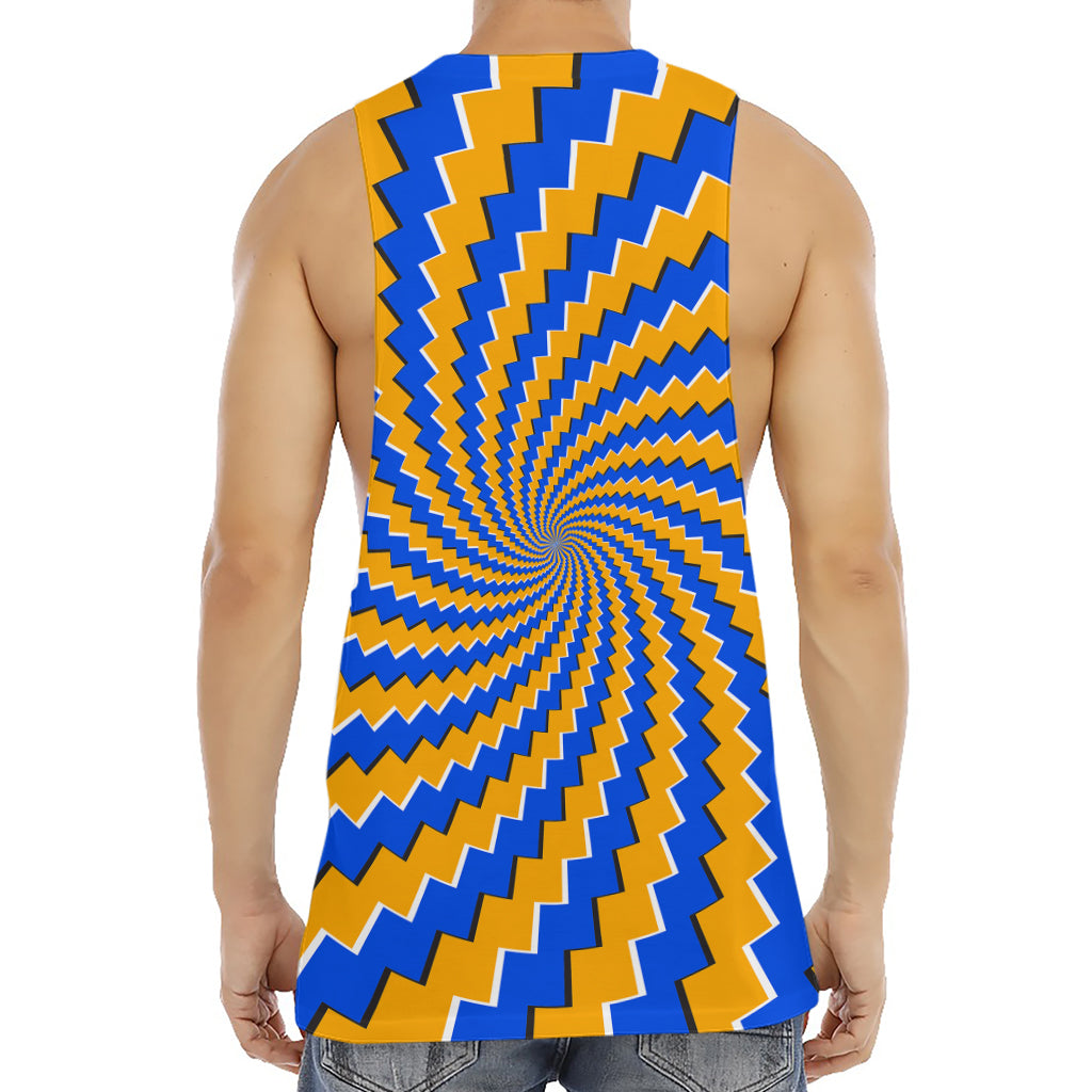 Yellow Spiral Moving Optical Illusion Men's Muscle Tank Top