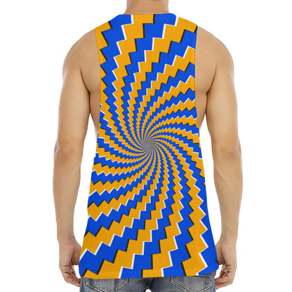 Yellow Spiral Moving Optical Illusion Men's Muscle Tank Top