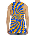 Yellow Spiral Moving Optical Illusion Men's Muscle Tank Top