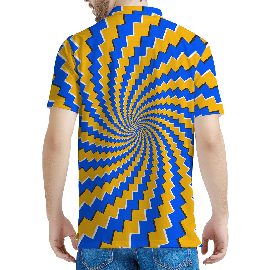 Yellow Spiral Moving Optical Illusion Men's Polo Shirt