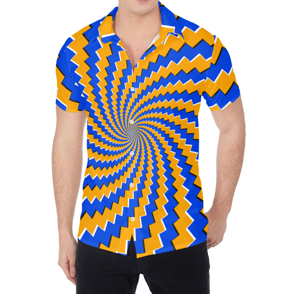 Yellow Spiral Moving Optical Illusion Men's Shirt