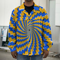 Yellow Spiral Moving Optical Illusion Men's Shirt Jacket