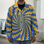 Yellow Spiral Moving Optical Illusion Men's Shirt Jacket