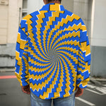 Yellow Spiral Moving Optical Illusion Men's Shirt Jacket