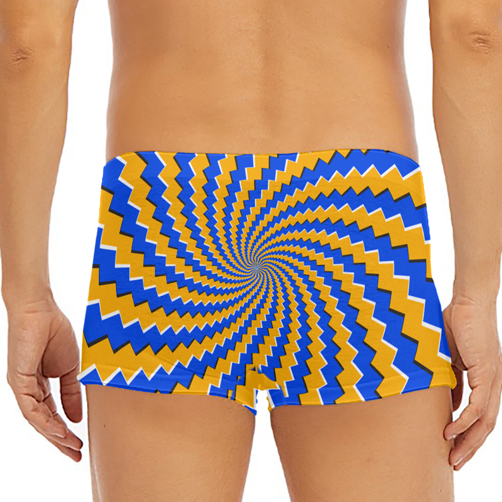 Yellow Spiral Moving Optical Illusion Men's Short Boxer Briefs