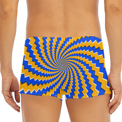 Yellow Spiral Moving Optical Illusion Men's Short Boxer Briefs