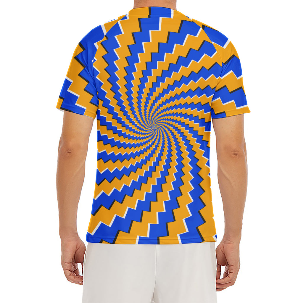 Yellow Spiral Moving Optical Illusion Men's Short Sleeve Rash Guard
