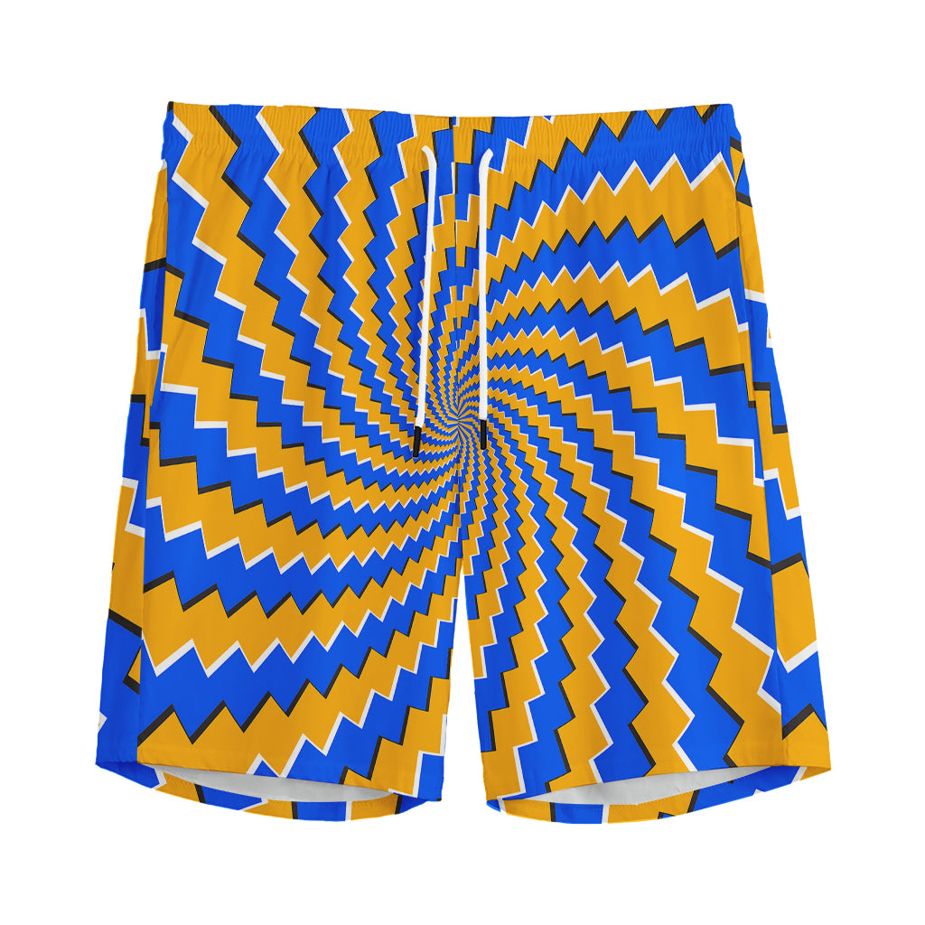 Yellow Spiral Moving Optical Illusion Men's Sports Shorts