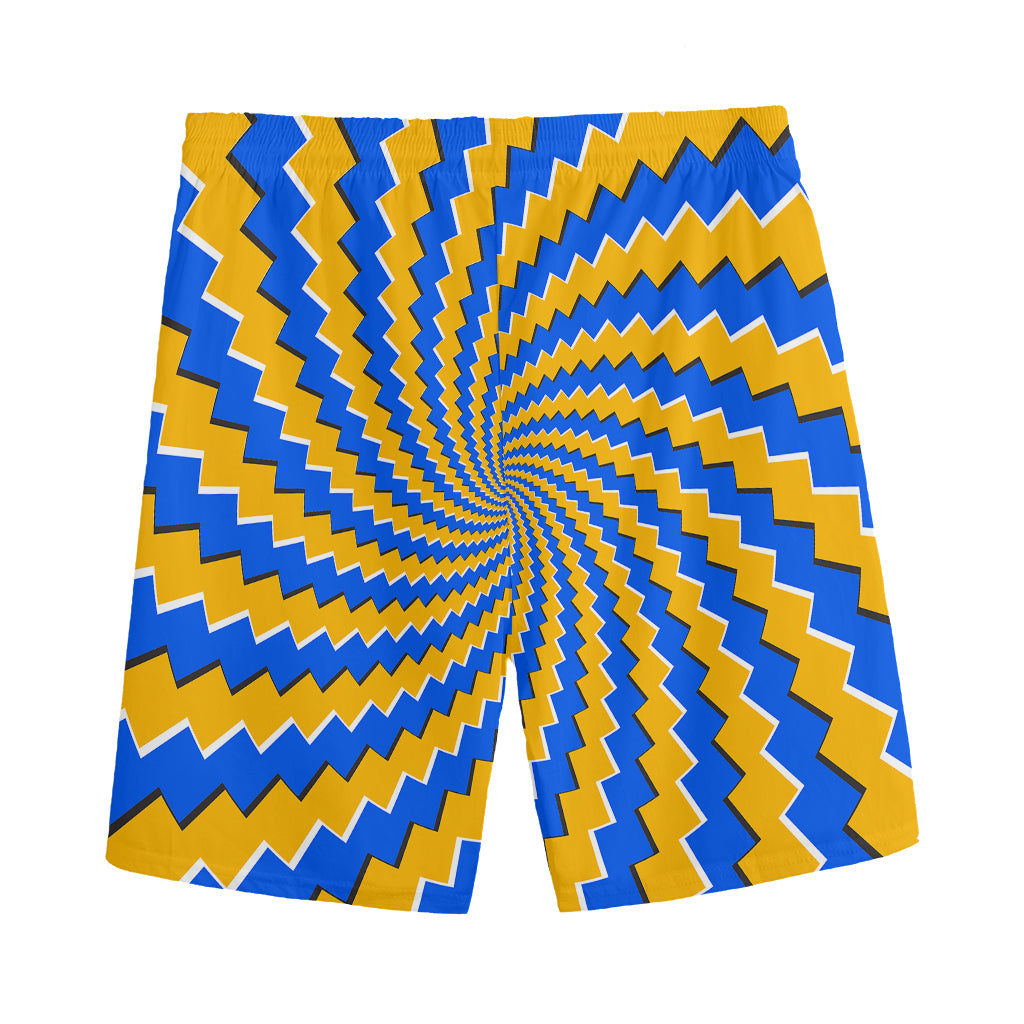 Yellow Spiral Moving Optical Illusion Men's Sports Shorts