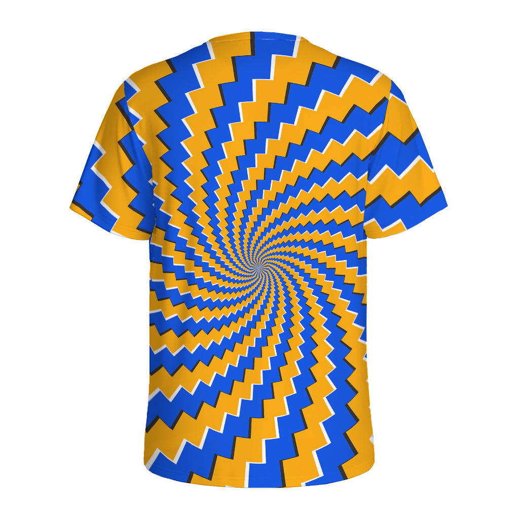 Yellow Spiral Moving Optical Illusion Men's Sports T-Shirt