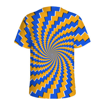 Yellow Spiral Moving Optical Illusion Men's Sports T-Shirt