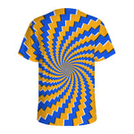 Yellow Spiral Moving Optical Illusion Men's Sports T-Shirt