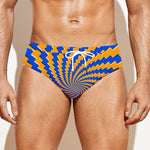 Yellow Spiral Moving Optical Illusion Men's Swim Briefs