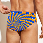 Yellow Spiral Moving Optical Illusion Men's Swim Briefs