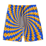 Yellow Spiral Moving Optical Illusion Men's Swim Trunks