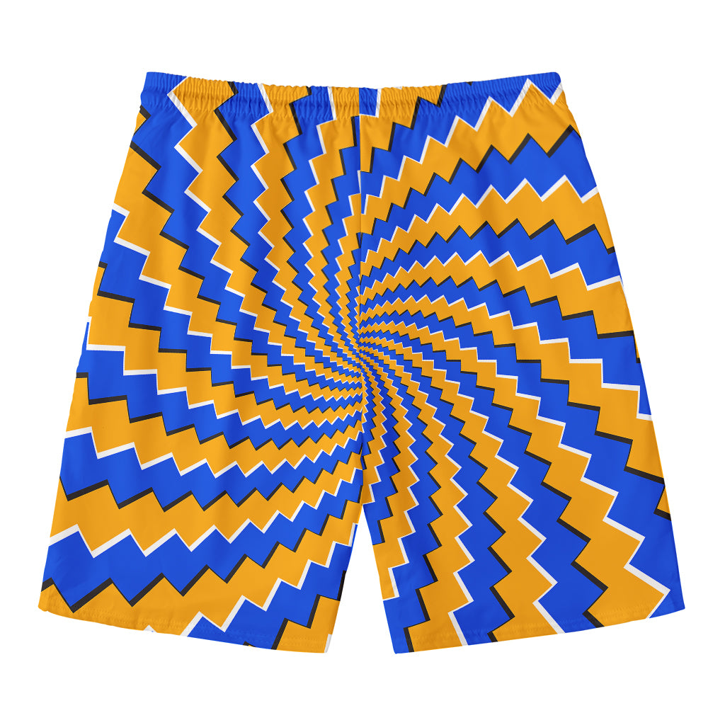 Yellow Spiral Moving Optical Illusion Men's Swim Trunks