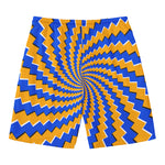 Yellow Spiral Moving Optical Illusion Men's Swim Trunks