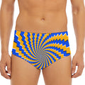Yellow Spiral Moving Optical Illusion Men's Triangle Swim Briefs