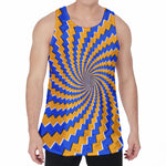 Yellow Spiral Moving Optical Illusion Men's Velvet Tank Top