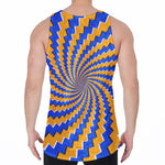Yellow Spiral Moving Optical Illusion Men's Velvet Tank Top